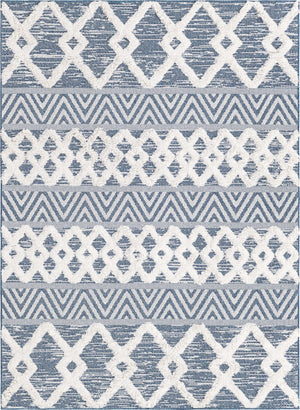 Navy Blue 4' 5 x 6' Sabrina Soto Casa Rectangle Area Rug 100% Cotton Geometric Pattern All Natural Material Eco Friendly Carpet for Sale at Rug Engine