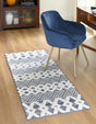 Navy Blue 2' 3 x 8' Sabrina Soto Casa Runner Area Rug 100% Cotton Geometric Pattern All Natural Material Eco Friendly Carpet for Sale at Rug Engine