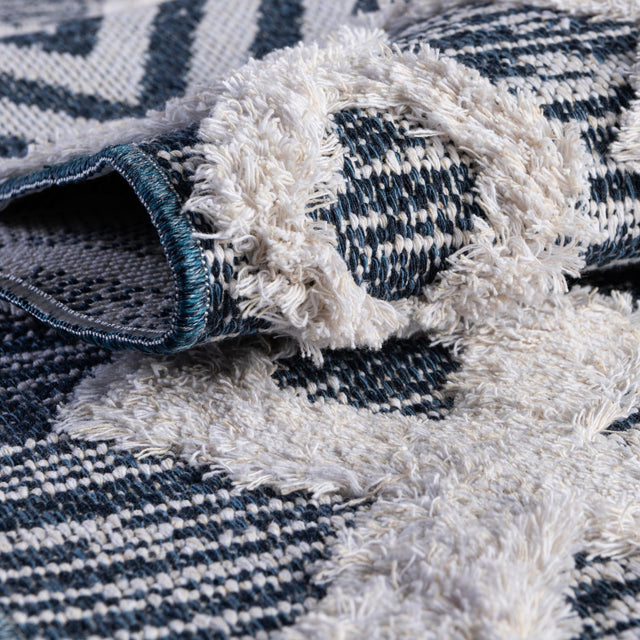 Navy Blue 2' 7 x 12' Sabrina Soto Casa Runner Area Rug 100% Cotton Geometric Pattern All Natural Material Eco Friendly Carpet for Sale at Rug Engine