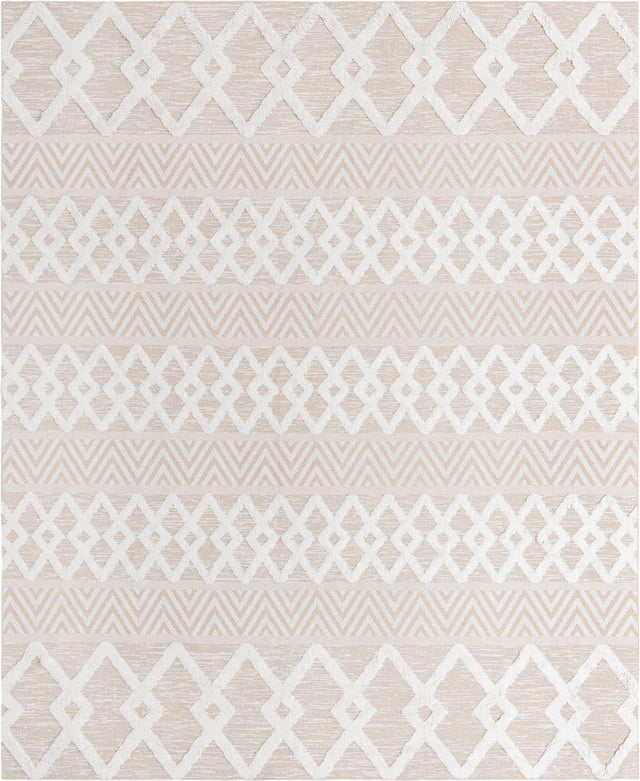 Beige 9' 10 x 12' Sabrina Soto Casa Rectangle Area Rug 100% Cotton Geometric Pattern All Natural Material Eco Friendly Carpet for Sale at Rug Engine