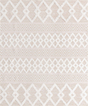 Beige 8' 3 x 10' Sabrina Soto Casa Rectangle Area Rug 100% Cotton Geometric Pattern All Natural Material Eco Friendly Carpet for Sale at Rug Engine