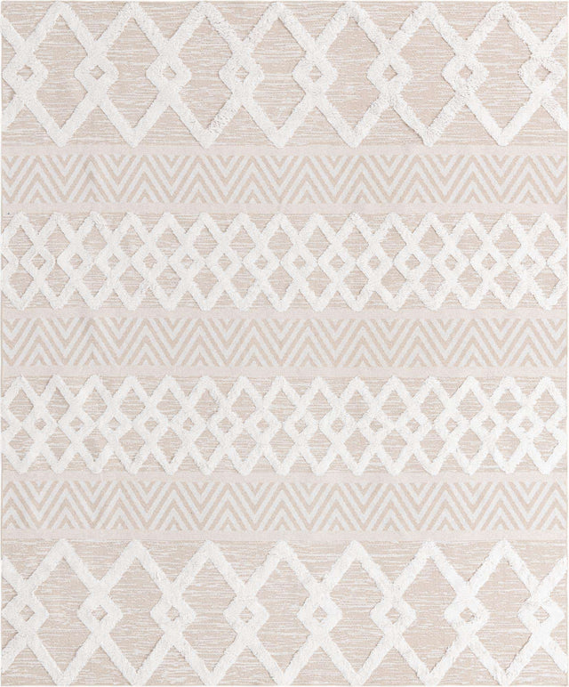 Beige 8' 3 x 10' Sabrina Soto Casa Rectangle Area Rug 100% Cotton Geometric Pattern All Natural Material Eco Friendly Carpet for Sale at Rug Engine