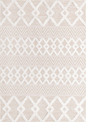 Beige 6' 4 x 9' Sabrina Soto Casa Rectangle Area Rug 100% Cotton Geometric Pattern All Natural Material Eco Friendly Carpet for Sale at Rug Engine