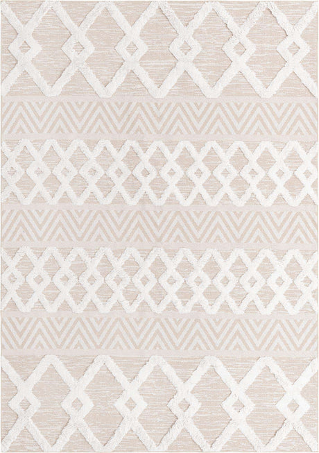 Beige 6' 4 x 9' Sabrina Soto Casa Rectangle Area Rug 100% Cotton Geometric Pattern All Natural Material Eco Friendly Carpet for Sale at Rug Engine