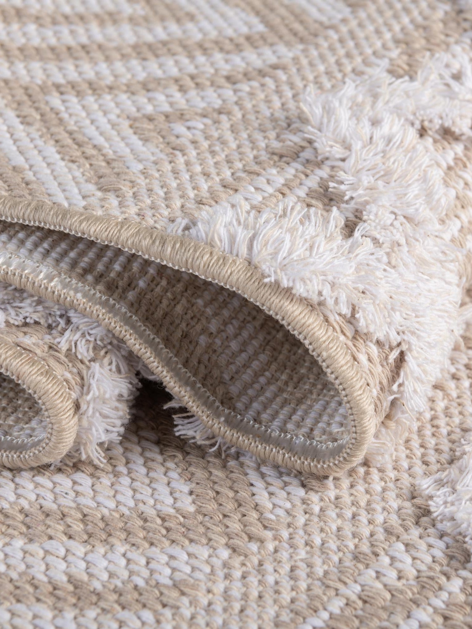 Beige 6' 4 x 9' Sabrina Soto Casa Rectangle Area Rug 100% Cotton Geometric Pattern All Natural Material Eco Friendly Carpet for Sale at Rug Engine