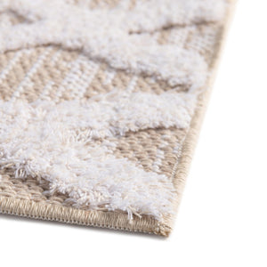 Beige 6' 4 x 9' Sabrina Soto Casa Rectangle Area Rug 100% Cotton Geometric Pattern All Natural Material Eco Friendly Carpet for Sale at Rug Engine