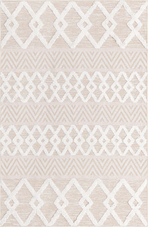 Beige 5' 3 x 8' Sabrina Soto Casa Rectangle Area Rug 100% Cotton Geometric Pattern All Natural Material Eco Friendly Carpet for Sale at Rug Engine