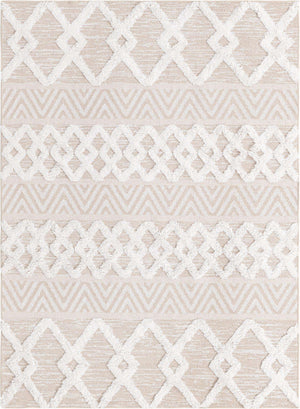 Beige 4' 5 x 6' Sabrina Soto Casa Rectangle Area Rug 100% Cotton Geometric Pattern All Natural Material Eco Friendly Carpet for Sale at Rug Engine