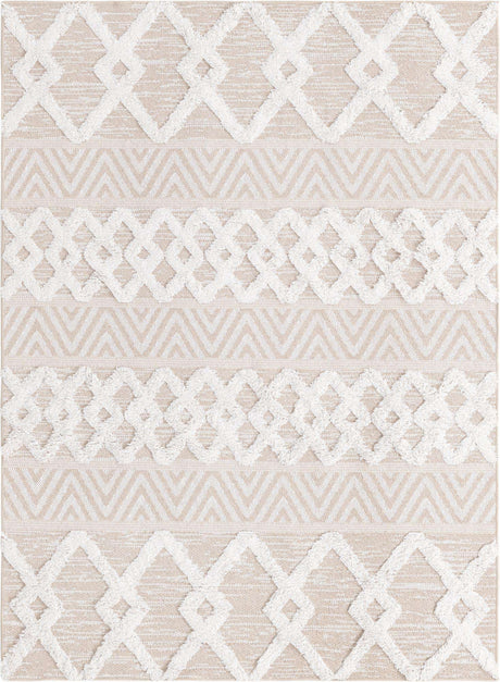 Beige 4' 5 x 6' Sabrina Soto Casa Rectangle Area Rug 100% Cotton Geometric Pattern All Natural Material Eco Friendly Carpet for Sale at Rug Engine