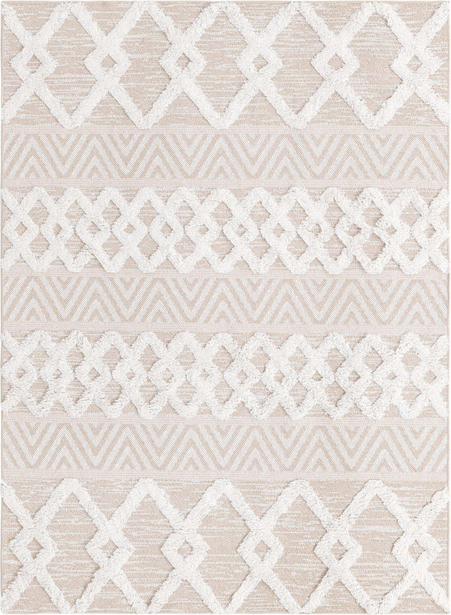 Beige 4' 5 x 6' Sabrina Soto Casa Rectangle Area Rug 100% Cotton Geometric Pattern All Natural Material Eco Friendly Carpet for Sale at Rug Engine