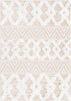 Beige 2' 3 x 3' Sabrina Soto Casa Rectangle Area Rug 100% Cotton Geometric Pattern All Natural Material Eco Friendly Carpet for Sale at Rug Engine