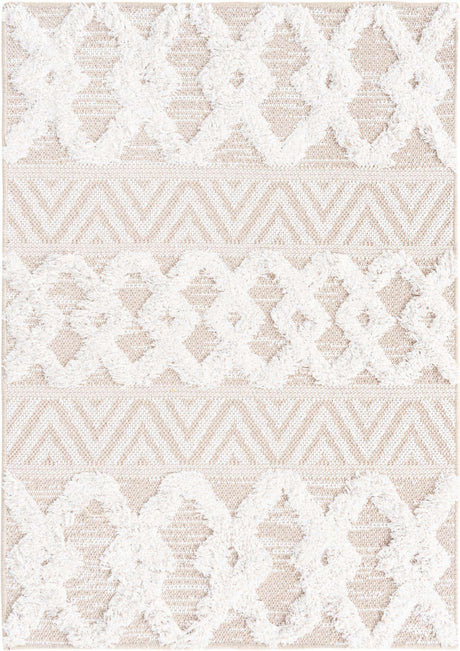 Beige 2' 3 x 3' Sabrina Soto Casa Rectangle Area Rug 100% Cotton Geometric Pattern All Natural Material Eco Friendly Carpet for Sale at Rug Engine