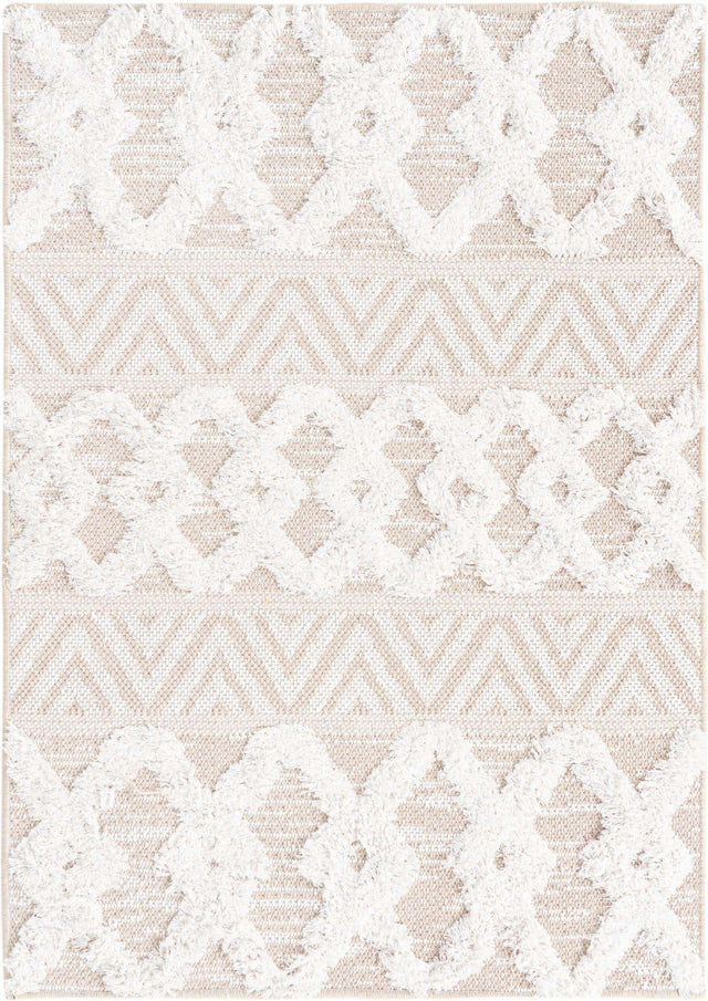 Beige 2' 3 x 3' Sabrina Soto Casa Rectangle Area Rug 100% Cotton Geometric Pattern All Natural Material Eco Friendly Carpet for Sale at Rug Engine