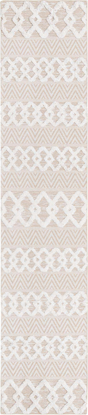 Beige 2' 7 x 12' Sabrina Soto Casa Runner Area Rug 100% Cotton Geometric Pattern All Natural Material Eco Friendly Carpet for Sale at Rug Engine