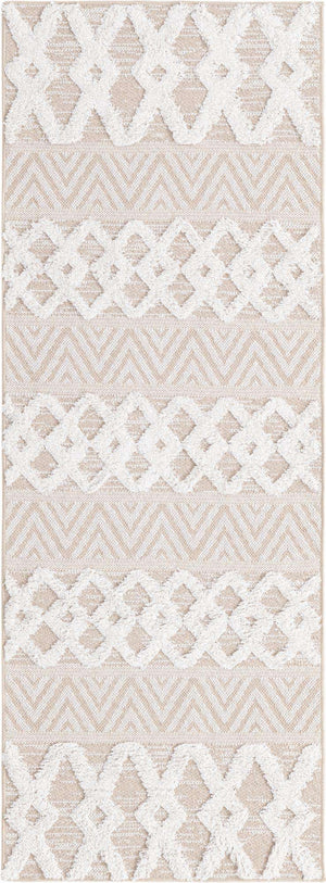 Beige 2' 3 x 6' Sabrina Soto Casa Runner Area Rug 100% Cotton Geometric Pattern All Natural Material Eco Friendly Carpet for Sale at Rug Engine