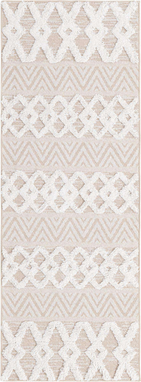 Beige 2' 3 x 6' Sabrina Soto Casa Runner Area Rug 100% Cotton Geometric Pattern All Natural Material Eco Friendly Carpet for Sale at Rug Engine