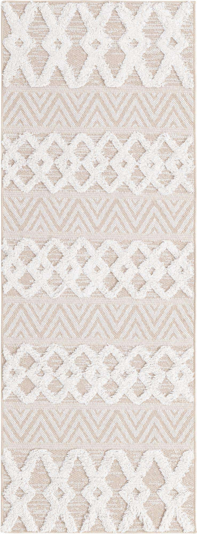 Beige 2' 3 x 6' Sabrina Soto Casa Runner Area Rug 100% Cotton Geometric Pattern All Natural Material Eco Friendly Carpet for Sale at Rug Engine
