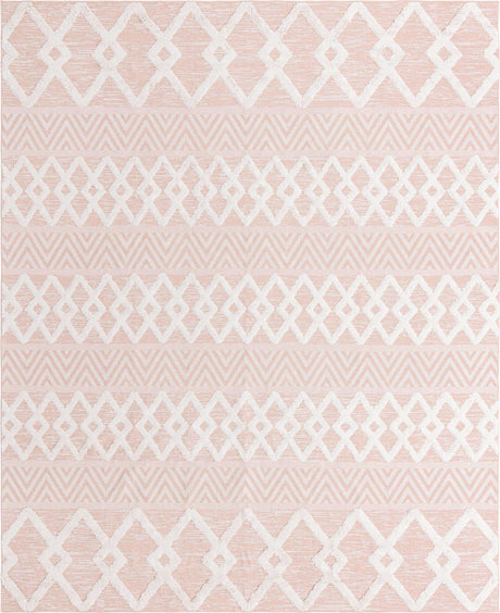 Pink 9' 10 x 12' Sabrina Soto Casa Rectangle Area Rug 100% Cotton Geometric Pattern All Natural Material Eco Friendly Carpet for Sale at Rug Engine