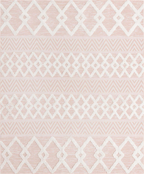 Pink 8' 3 x 10' Sabrina Soto Casa Rectangle Area Rug 100% Cotton Geometric Pattern All Natural Material Eco Friendly Carpet for Sale at Rug Engine