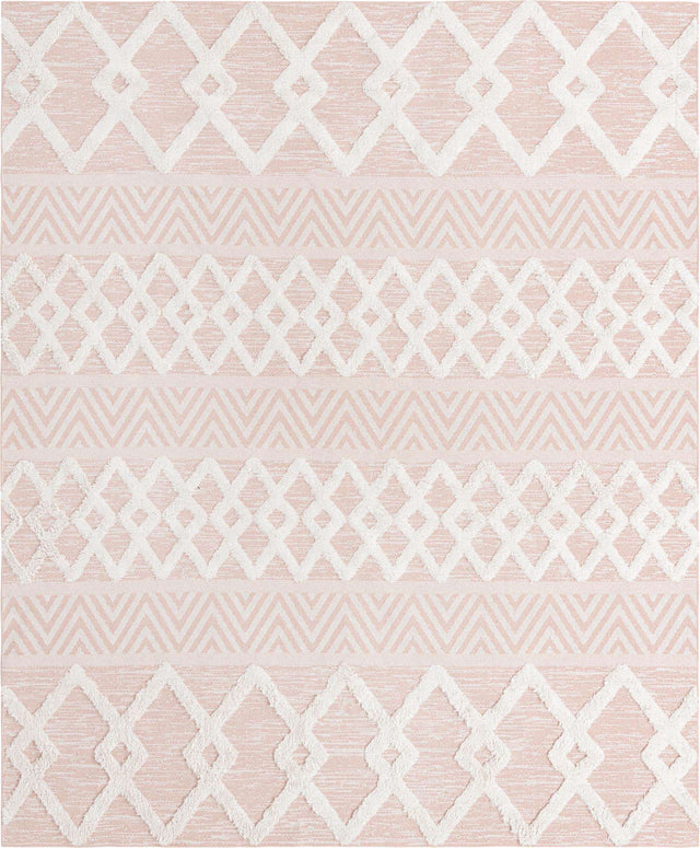 Pink 8' 3 x 10' Sabrina Soto Casa Rectangle Area Rug 100% Cotton Geometric Pattern All Natural Material Eco Friendly Carpet for Sale at Rug Engine