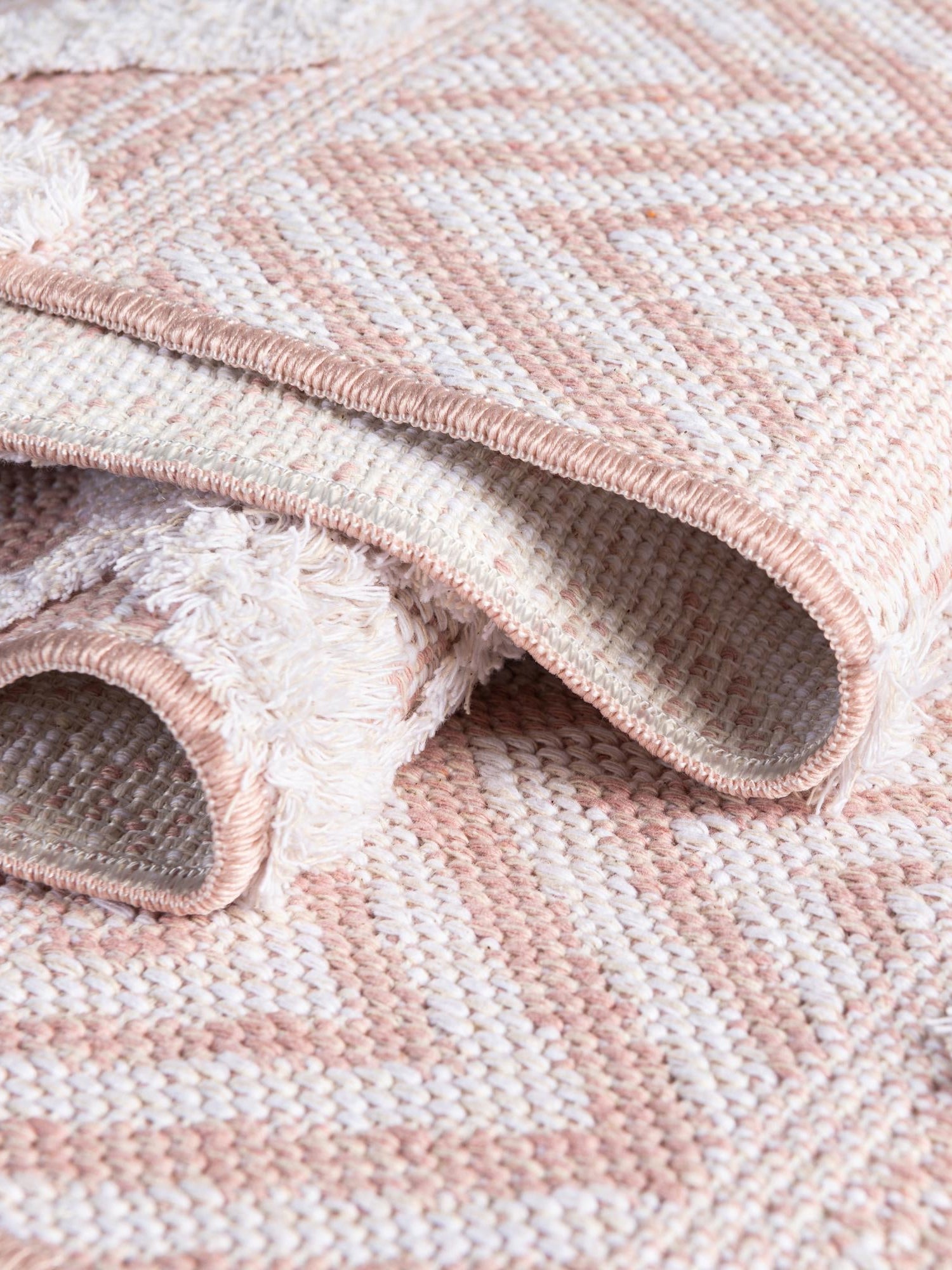 Pink 5' 3 x 8' Sabrina Soto Casa Rectangle Area Rug 100% Cotton Geometric Pattern All Natural Material Eco Friendly Carpet for Sale at Rug Engine