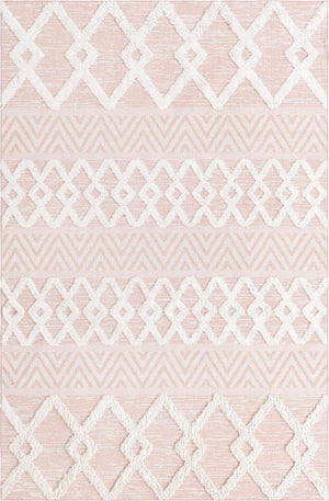 Pink 5' 3 x 8' Sabrina Soto Casa Rectangle Area Rug 100% Cotton Geometric Pattern All Natural Material Eco Friendly Carpet for Sale at Rug Engine