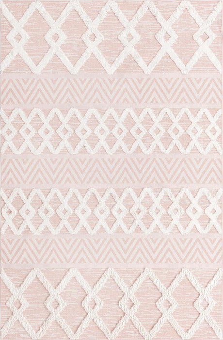Pink 5' 3 x 8' Sabrina Soto Casa Rectangle Area Rug 100% Cotton Geometric Pattern All Natural Material Eco Friendly Carpet for Sale at Rug Engine