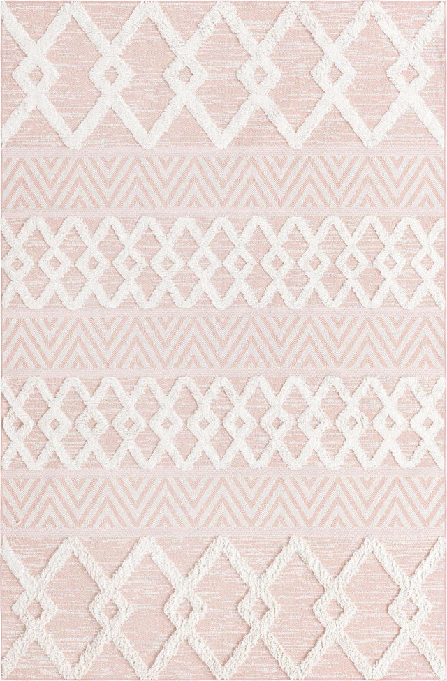 Pink 5' 3 x 8' Sabrina Soto Casa Rectangle Area Rug 100% Cotton Geometric Pattern All Natural Material Eco Friendly Carpet for Sale at Rug Engine