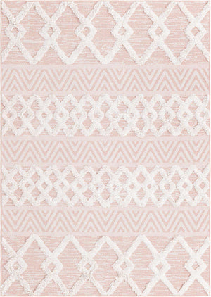 Pink 4' 5 x 6' Sabrina Soto Casa Rectangle Area Rug 100% Cotton Geometric Pattern All Natural Material Eco Friendly Carpet for Sale at Rug Engine
