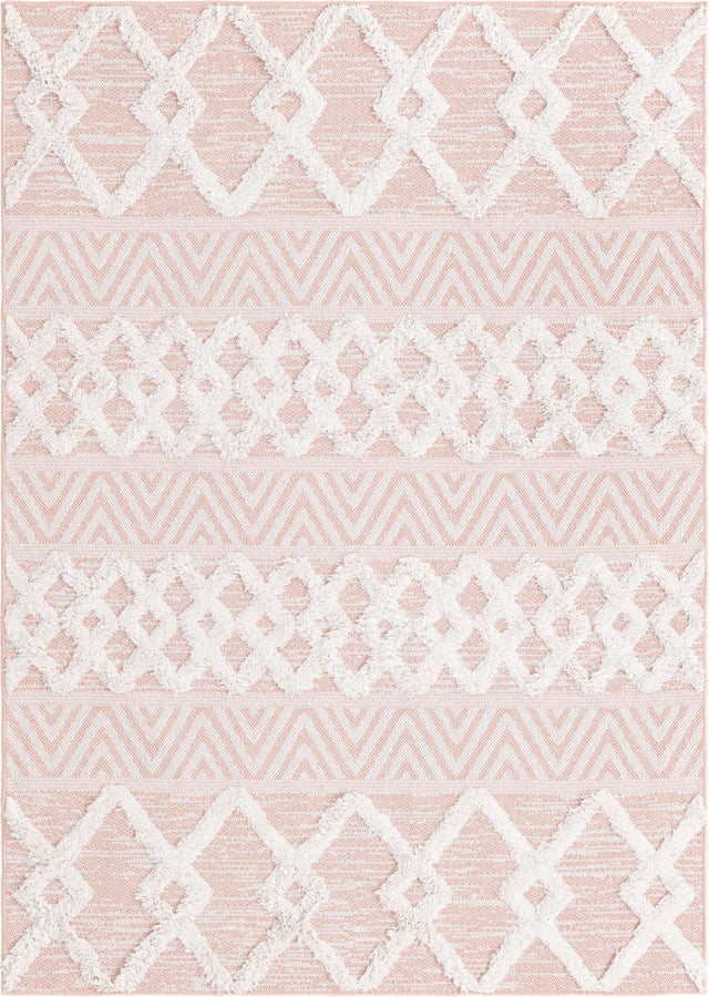 Pink 4' 5 x 6' Sabrina Soto Casa Rectangle Area Rug 100% Cotton Geometric Pattern All Natural Material Eco Friendly Carpet for Sale at Rug Engine