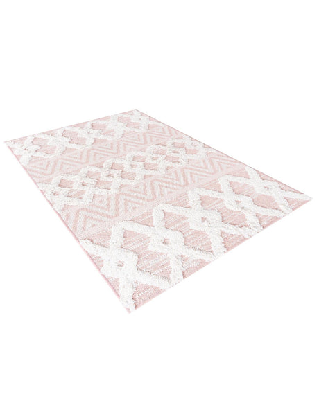 Pink 2' 3 x 3' Sabrina Soto Casa Rectangle Area Rug 100% Cotton Geometric Pattern All Natural Material Eco Friendly Carpet for Sale at Rug Engine