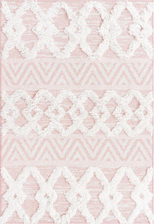 Pink 2' 3 x 3' Sabrina Soto Casa Rectangle Area Rug 100% Cotton Geometric Pattern All Natural Material Eco Friendly Carpet for Sale at Rug Engine