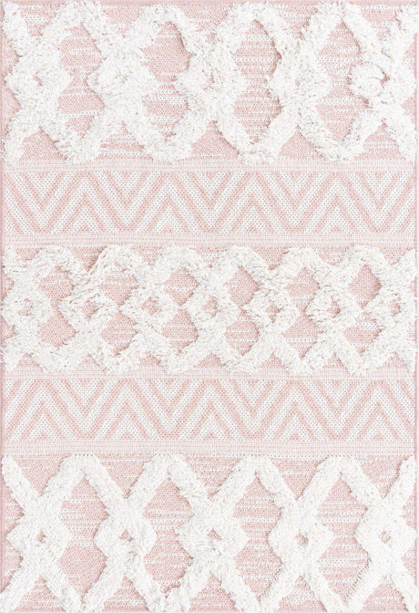 Pink 2' 3 x 3' Sabrina Soto Casa Rectangle Area Rug 100% Cotton Geometric Pattern All Natural Material Eco Friendly Carpet for Sale at Rug Engine