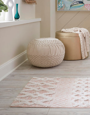 Pink 2' 3 x 6' Sabrina Soto Casa Runner Area Rug 100% Cotton Geometric Pattern All Natural Material Eco Friendly Carpet for Sale at Rug Engine