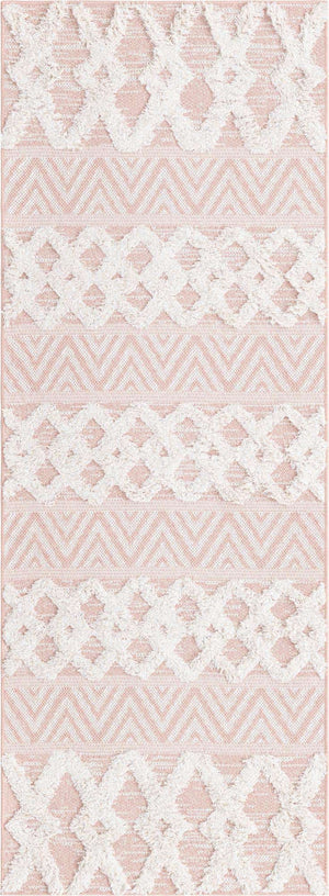 Pink 2' 3 x 6' Sabrina Soto Casa Runner Area Rug 100% Cotton Geometric Pattern All Natural Material Eco Friendly Carpet for Sale at Rug Engine