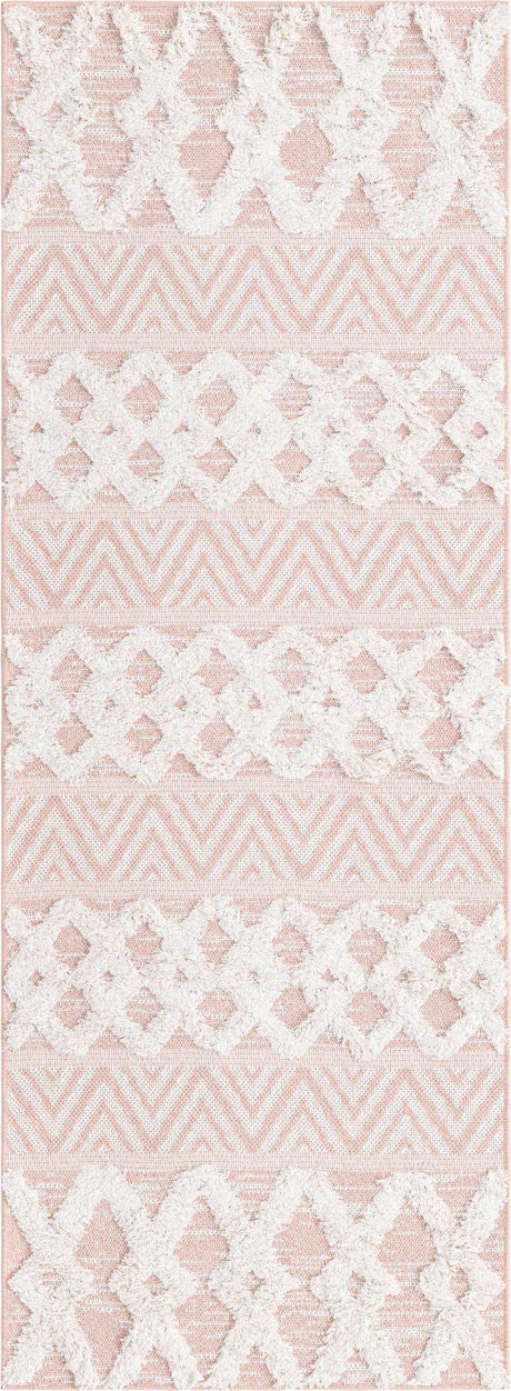 Pink 2' 3 x 6' Sabrina Soto Casa Runner Area Rug 100% Cotton Geometric Pattern All Natural Material Eco Friendly Carpet for Sale at Rug Engine