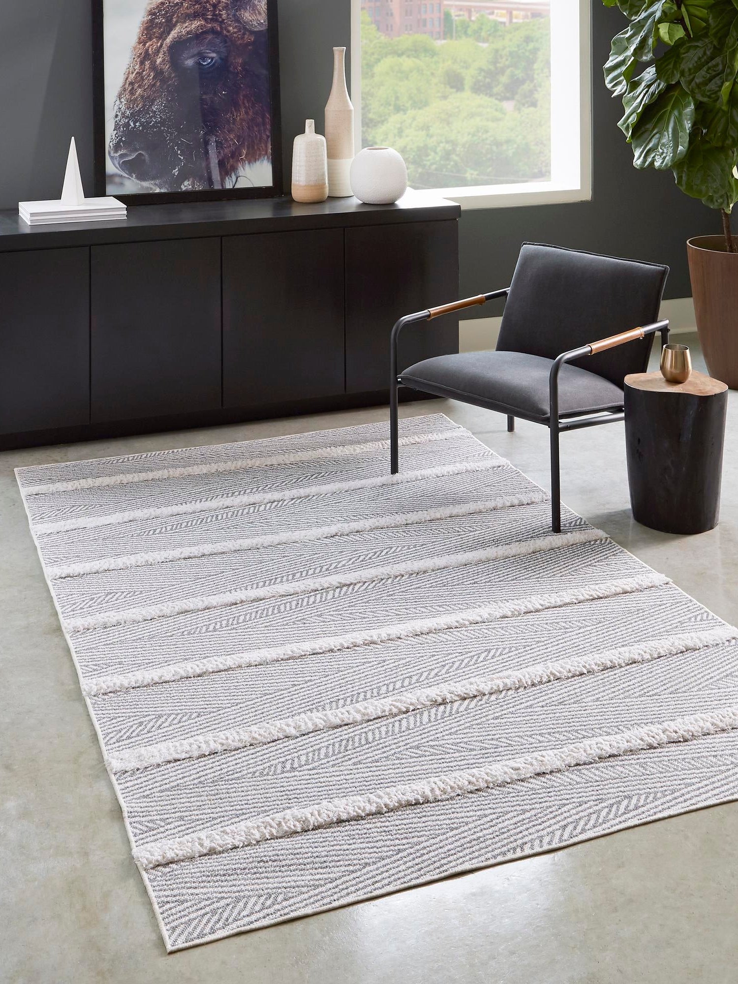Anthracite Gray 1' 3 x 1' 4 Sabrina Soto Casa Sample Area Rug 100% Cotton Geometric Pattern All Natural Material Eco Friendly Carpet for Sale at Rug Engine