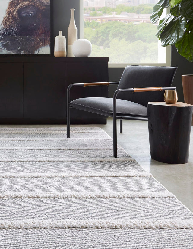 Anthracite Gray 2' 3 x 3' Sabrina Soto Casa Rectangle Area Rug 100% Cotton Geometric Pattern All Natural Material Eco Friendly Carpet for Sale at Rug Engine