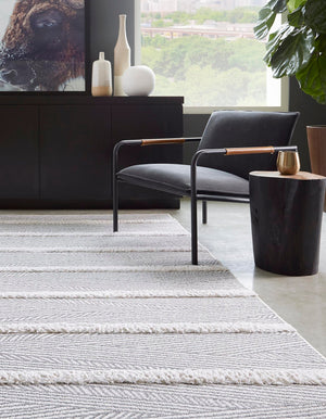 Anthracite Gray 9' 10 x 12' Sabrina Soto Casa Rectangle Area Rug 100% Cotton Geometric Pattern All Natural Material Eco Friendly Carpet for Sale at Rug Engine