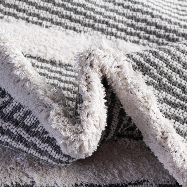 Anthracite Gray 9' 10 x 12' Sabrina Soto Casa Rectangle Area Rug 100% Cotton Geometric Pattern All Natural Material Eco Friendly Carpet for Sale at Rug Engine