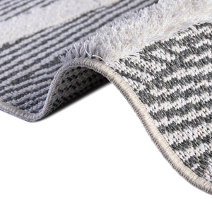 Anthracite Gray 8' 3 x 10' Sabrina Soto Casa Rectangle Area Rug 100% Cotton Geometric Pattern All Natural Material Eco Friendly Carpet for Sale at Rug Engine