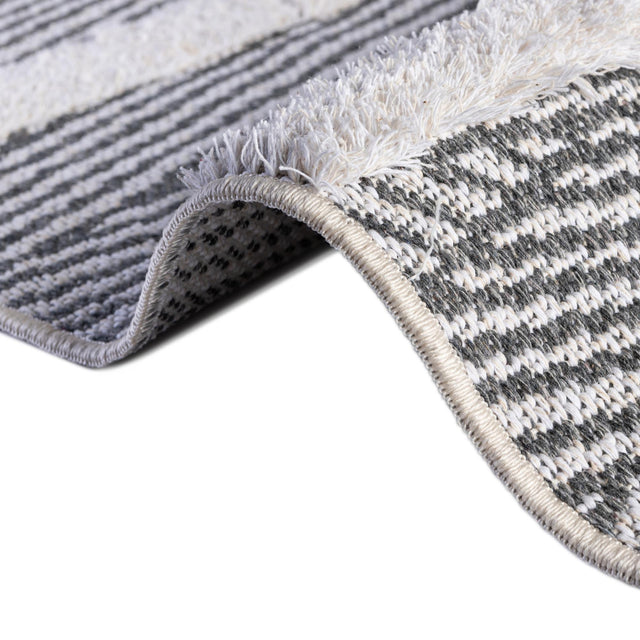Anthracite Gray 9' 10 x 12' Sabrina Soto Casa Rectangle Area Rug 100% Cotton Geometric Pattern All Natural Material Eco Friendly Carpet for Sale at Rug Engine