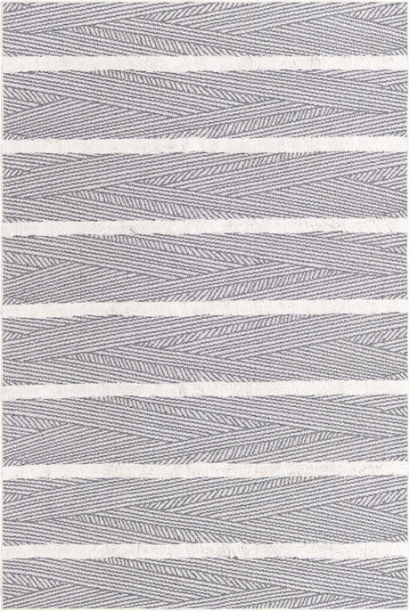 Anthracite Gray 5' 3 x 8' Sabrina Soto Casa Rectangle Area Rug 100% Cotton Geometric Pattern All Natural Material Eco Friendly Carpet for Sale at Rug Engine