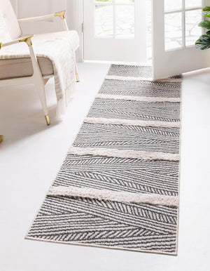 Anthracite Gray 2' 3 x 6' Sabrina Soto Casa Runner Area Rug 100% Cotton Geometric Pattern All Natural Material Eco Friendly Carpet for Sale at Rug Engine