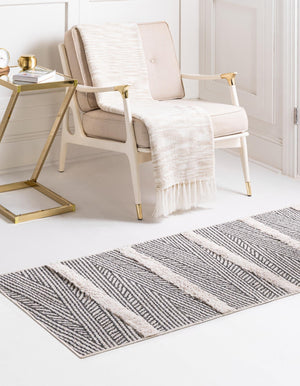 Anthracite Gray 2' 3 x 8' Sabrina Soto Casa Runner Area Rug 100% Cotton Geometric Pattern All Natural Material Eco Friendly Carpet for Sale at Rug Engine