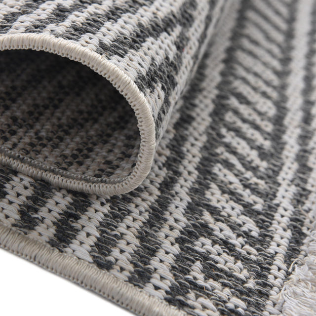 Anthracite Gray 2' 3 x 6' Sabrina Soto Casa Runner Area Rug 100% Cotton Geometric Pattern All Natural Material Eco Friendly Carpet for Sale at Rug Engine