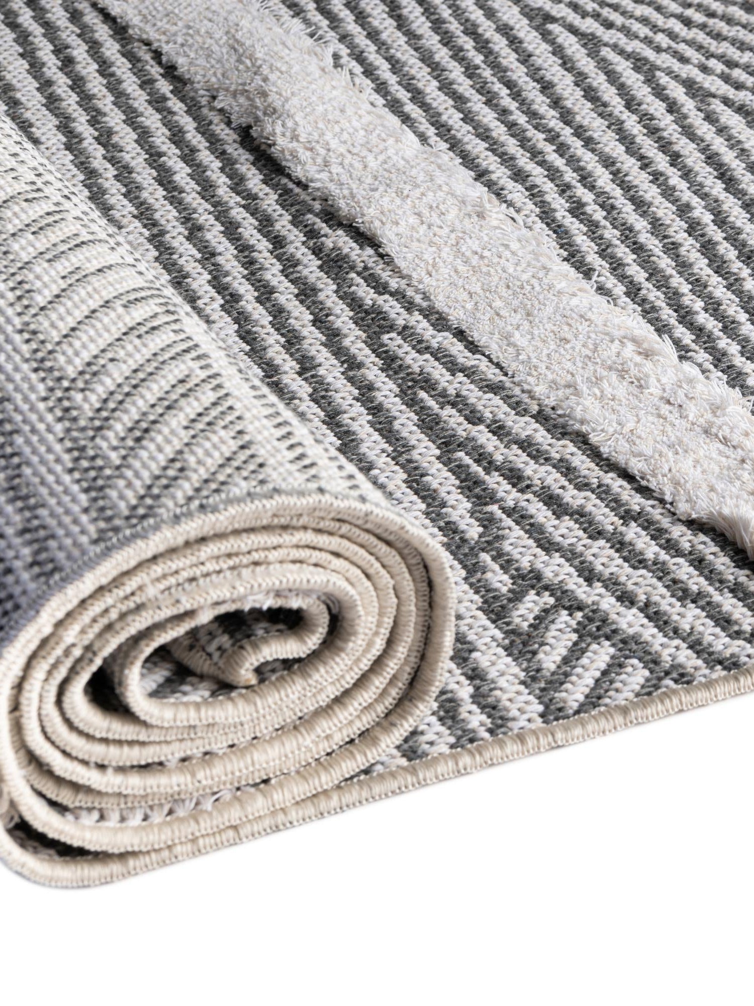 Anthracite Gray 2' 3 x 8' Sabrina Soto Casa Runner Area Rug 100% Cotton Geometric Pattern All Natural Material Eco Friendly Carpet for Sale at Rug Engine