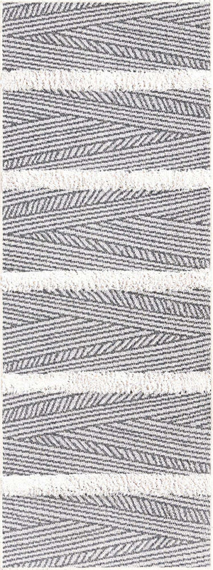 Anthracite Gray 2' 3 x 6' Sabrina Soto Casa Runner Area Rug 100% Cotton Geometric Pattern All Natural Material Eco Friendly Carpet for Sale at Rug Engine
