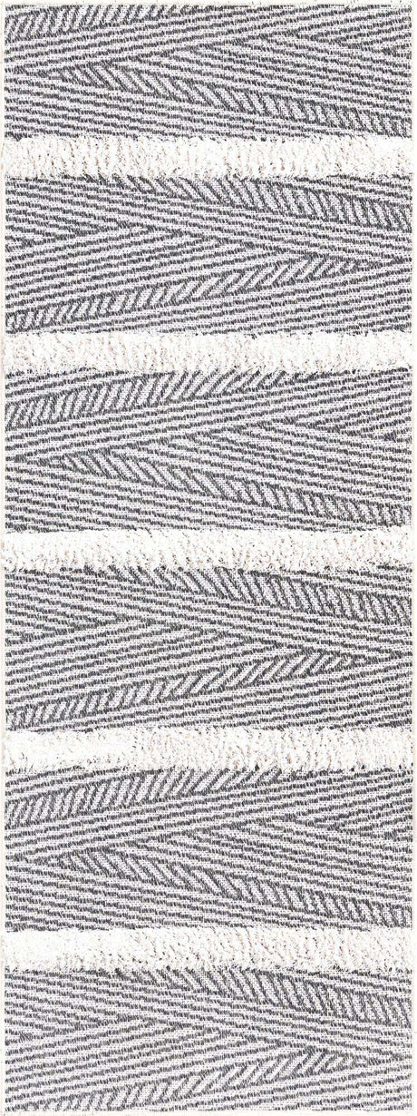 Anthracite Gray 2' 3 x 6' Sabrina Soto Casa Runner Area Rug 100% Cotton Geometric Pattern All Natural Material Eco Friendly Carpet for Sale at Rug Engine