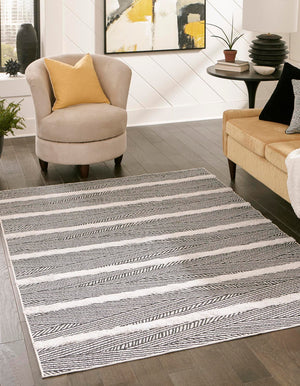 Black 8' 3 x 10' Sabrina Soto Casa Rectangle Area Rug 100% Cotton Geometric Pattern All Natural Material Eco Friendly Carpet for Sale at Rug Engine